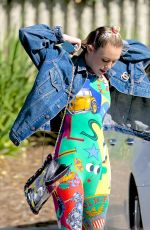 MILEY CYRUS in Tights Out and About in Los Angeles 07/28/2015