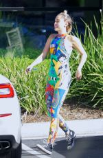 MILEY CYRUS in Tights Out and About in Los Angeles 07/28/2015