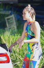 MILEY CYRUS in Tights Out and About in Los Angeles 07/28/2015