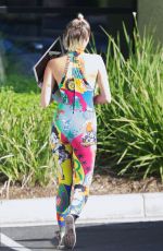 MILEY CYRUS in Tights Out and About in Los Angeles 07/28/2015