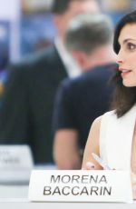 MORENA BACCARIN at WB Booth at Comic-con in San Diego