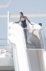 NINA DOBREV in Swimsuit at a Boat in St. Tropez 07/21/2015