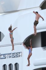 NINA DOBREV Jumping from a Yacht in St. Tropez 07/25/2015