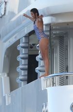 NINA DOBREV Jumping from a Yacht in St. Tropez 07/25/2015