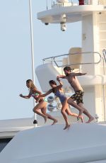 NINA DOBREV Jumping from a Yacht in St. Tropez 07/25/2015