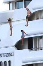 NINA DOBREV Jumping from a Yacht in St. Tropez 07/25/2015