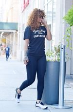 RIHANNA in Tights Heading to a Gym in Soho 07/13/2015