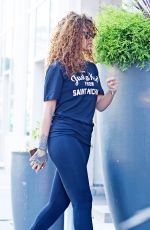 RIHANNA in Tights Heading to a Gym in Soho 07/13/2015