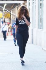 RIHANNA in Tights Heading to a Gym in Soho 07/13/2015