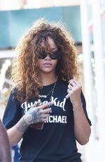 RIHANNA in Tights Heading to a Gym in Soho 07/13/2015