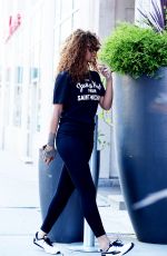 RIHANNA in Tights Heading to a Gym in Soho 07/13/2015
