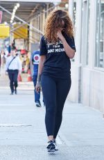 RIHANNA in Tights Heading to a Gym in Soho 07/13/2015