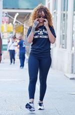 RIHANNA in Tights Heading to a Gym in Soho 07/13/2015