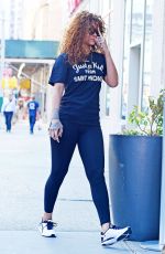 RIHANNA in Tights Heading to a Gym in Soho 07/13/2015