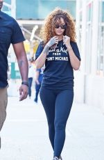 RIHANNA in Tights Heading to a Gym in Soho 07/13/2015