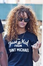 RIHANNA in Tights Heading to a Gym in Soho 07/13/2015