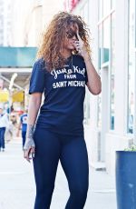 RIHANNA in Tights Heading to a Gym in Soho 07/13/2015