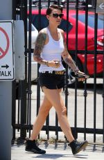 RUBY ROSE in Shorts Out for Lunch in Los Angeles 06/30/2015