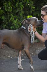 SOPHIA BUSH Out Walking with Her Dog in Los Angeles 07/07/2015