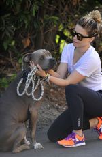 SOPHIA BUSH Out Walking with Her Dog in Los Angeles 07/07/2015