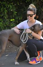 SOPHIA BUSH Out Walking with Her Dog in Los Angeles 07/07/2015