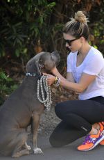 SOPHIA BUSH Out Walking with Her Dog in Los Angeles 07/07/2015