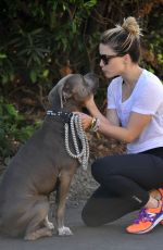 SOPHIA BUSH Out Walking with Her Dog in Los Angeles 07/07/2015