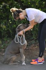 SOPHIA BUSH Out Walking with Her Dog in Los Angeles 07/07/2015