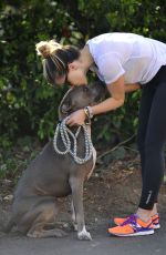 SOPHIA BUSH Out Walking with Her Dog in Los Angeles 07/07/2015