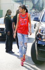 ZENDAYA COLEMAN in Ripped Jeans Out in New York 07/22/2015