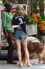AMANDA SEYFRIED Walks Her Dog Finn Out in New York 08/29/2015