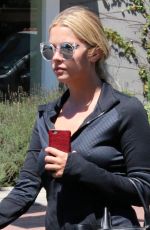 ASHLEY BENSON in tights Out And About in Los Angeles 08/13/2015