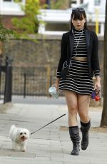 DAISY LOWE Walks Her Dog Out in London 08/04/2015