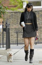 DAISY LOWE Walks Her Dog Out in London 08/04/2015