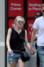 DAKOTA FANNING and Jamie Strachan Out in New York 08/30/2015
