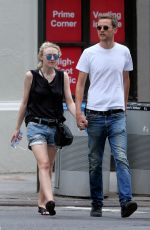 DAKOTA FANNING and Jamie Strachan Out in New York 08/30/2015