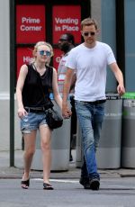 DAKOTA FANNING and Jamie Strachan Out in New York 08/30/2015