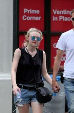 DAKOTA FANNING and Jamie Strachan Out in New York 08/30/2015