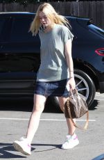ELLE FANNING Arrives at a Hair Salon in Beverly Hills 08/24/2015