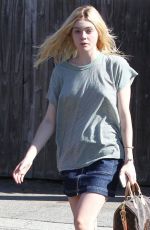 ELLE FANNING Arrives at a Hair Salon in Beverly Hills 08/24/2015