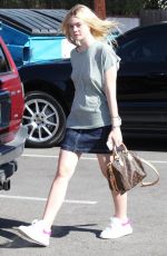 ELLE FANNING Arrives at a Hair Salon in Beverly Hills 08/24/2015