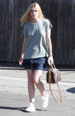 ELLE FANNING Arrives at a Hair Salon in Beverly Hills 08/24/2015