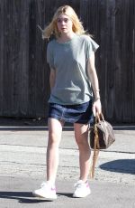 ELLE FANNING Arrives at a Hair Salon in Beverly Hills 08/24/2015