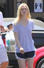 ELLE FANNING in SHorts Out in Studio City 08/08/2015