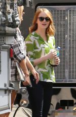 EMMA STONE at La La Land Set in Los Angeles 08/27/2015