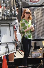 EMMA STONE at La La Land Set in Los Angeles 08/27/2015