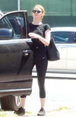 EMMA STONE Leaves a Gym in Los Angeles 08/28/2015