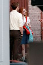 EMMA STONE on the Set of La La Land 08/26/2015