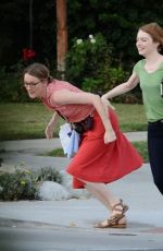 EMMA STONE on the Set of La La Land in Los Angeles 08/18/2015