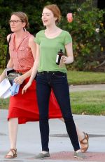 EMMA STONE on the Set of La La Land in Los Angeles 08/18/2015